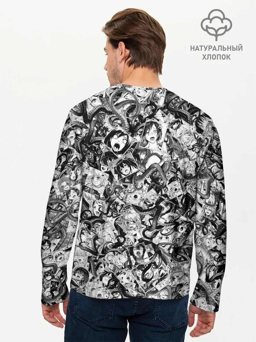 Мужской лонгслив базовый / Ахегао с щупальцами