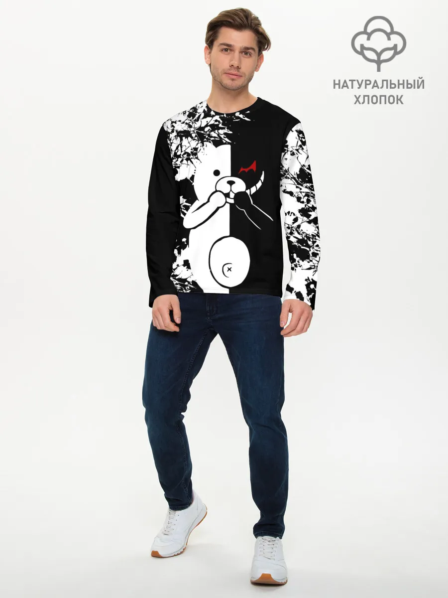 Мужской лонгслив базовый / MONOKUMA держит руки