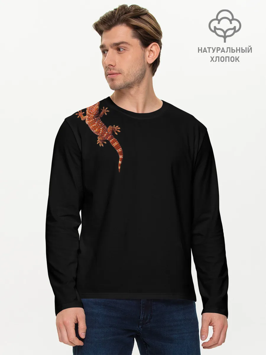 Мужской лонгслив базовый / Ручной геккон