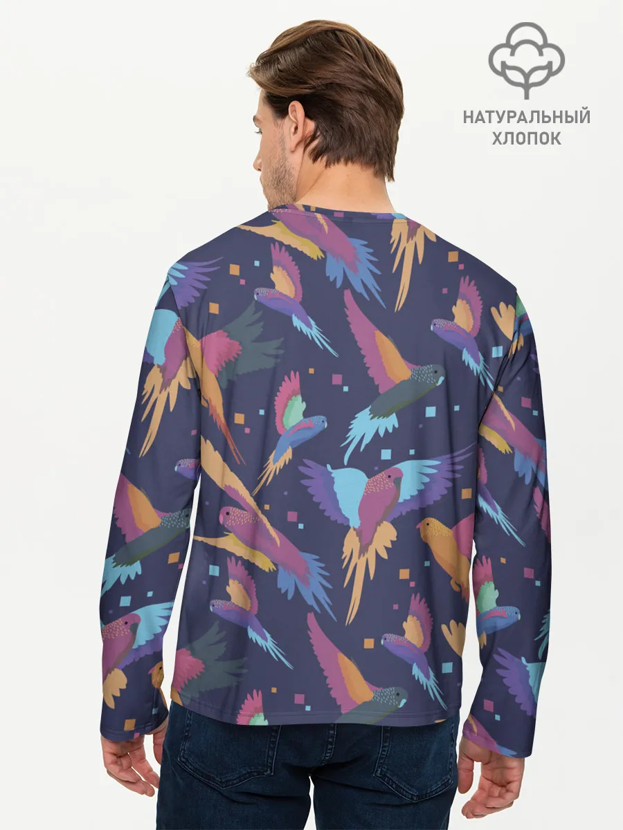 Мужской лонгслив базовый / Райские попугаи