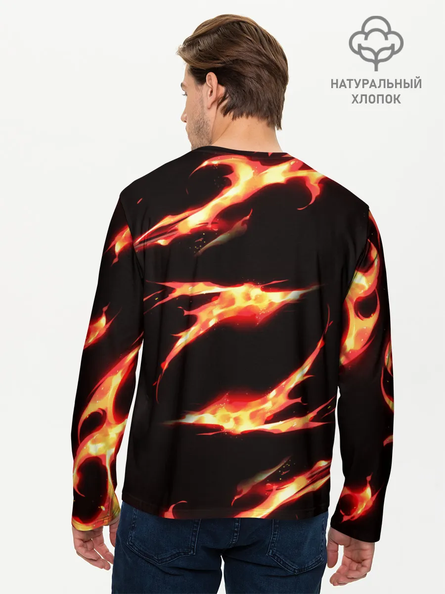 Мужской лонгслив базовый / Kimetsu no Yaiba пламенный узор