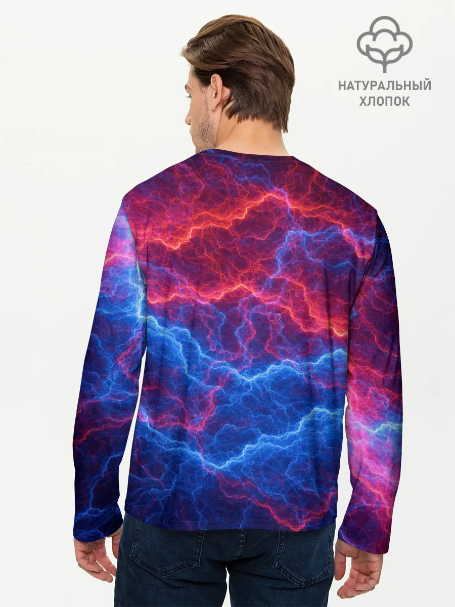 Мужской лонгслив базовый / Молнии: Огонь и лед