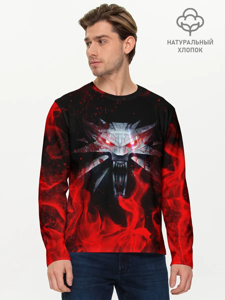 Мужской лонгслив базовый / ВЕДЬМАК / THE WITCHER / ГЕРАЛЬТ | ВОЛК WOLF