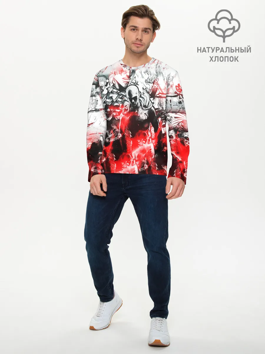 Мужской лонгслив базовый / One-Punch Man Collage