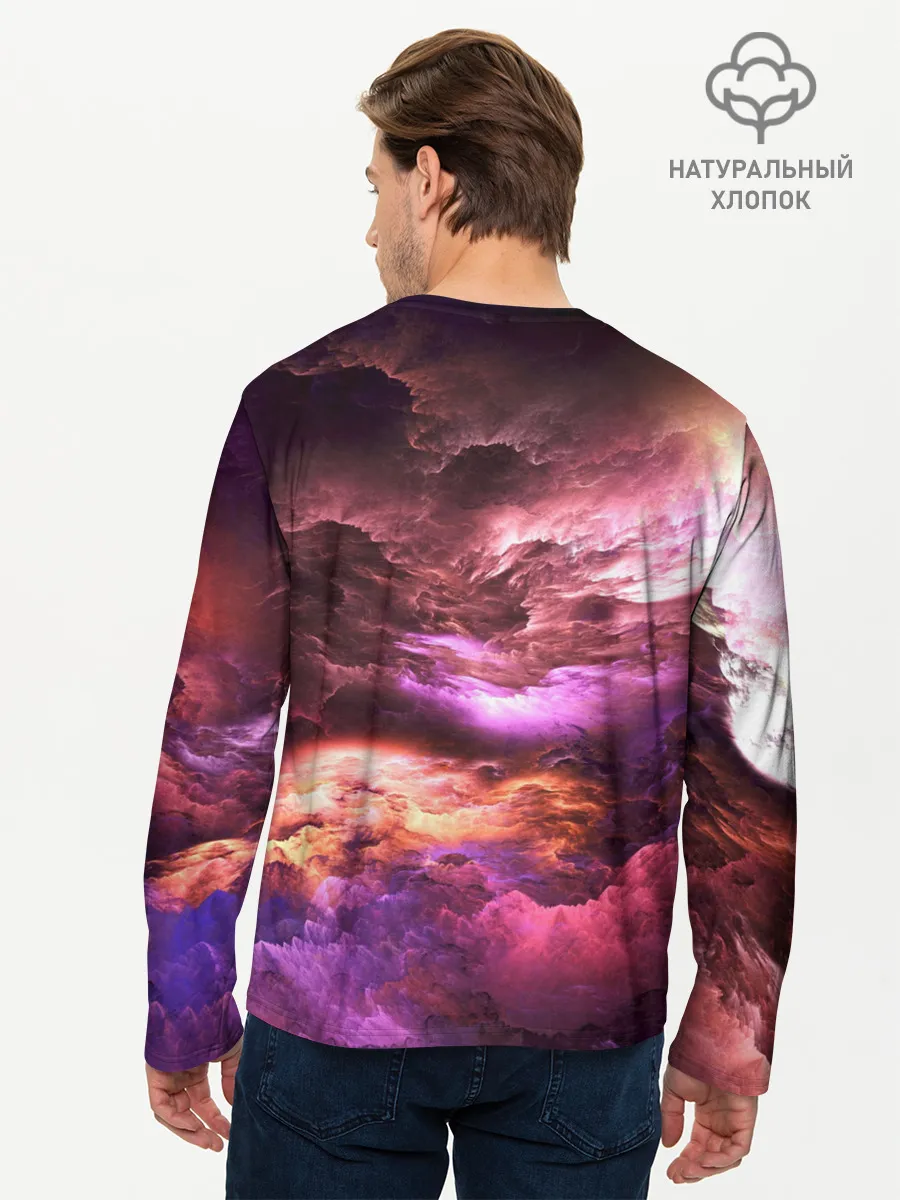 Мужской лонгслив базовый / закат абстракция