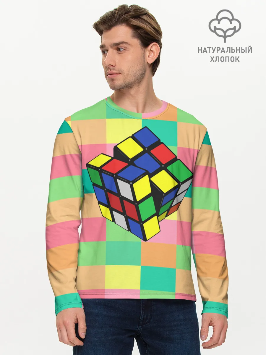 Мужской лонгслив базовый / Кубик Рубика