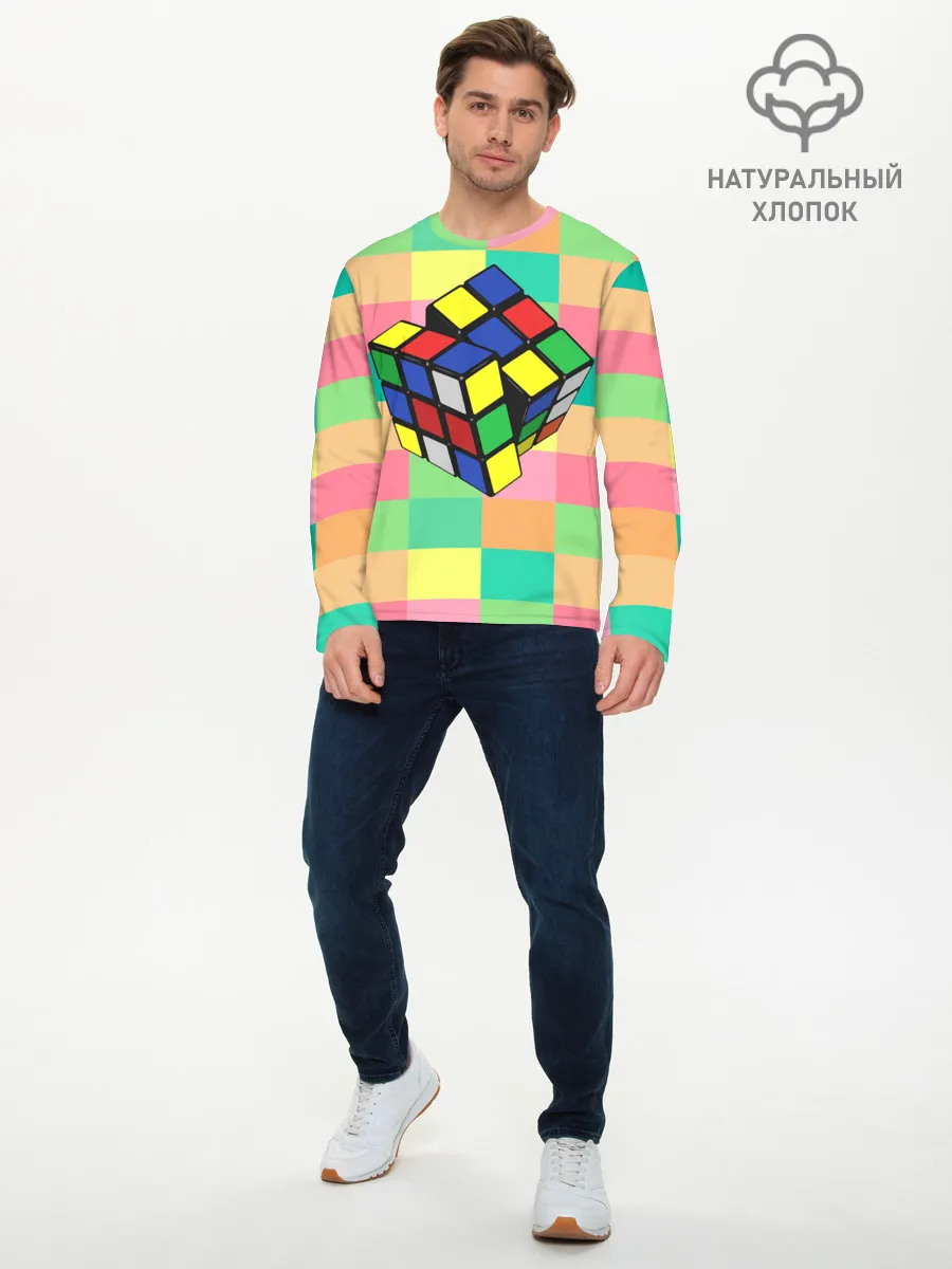 Мужской лонгслив базовый / Кубик Рубика