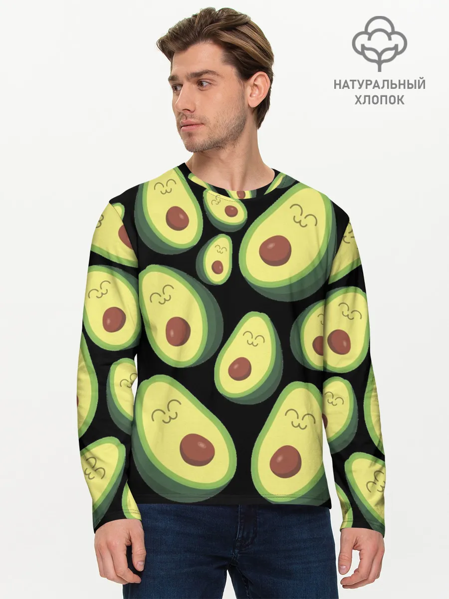 Мужской лонгслив базовый / Авокадо паттерн