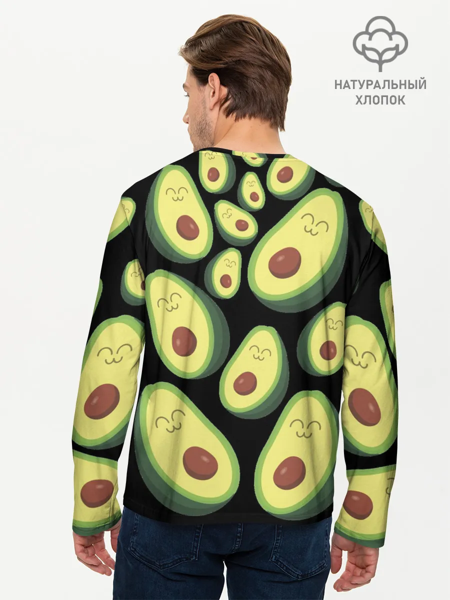 Мужской лонгслив базовый / Авокадо паттерн