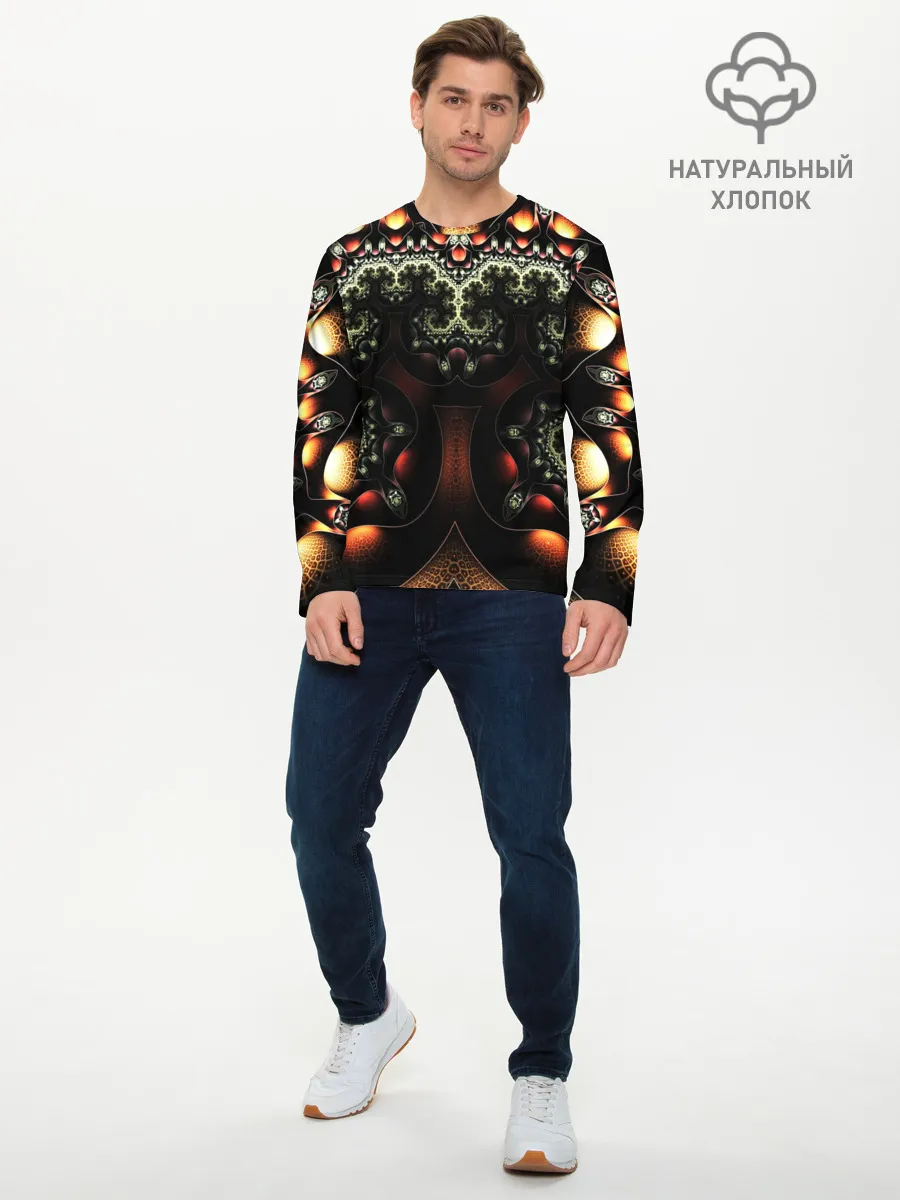 Мужской лонгслив базовый / ФРАКТАЛЬНЫЙ ОПТИЧЕСКИЙ УЗОР