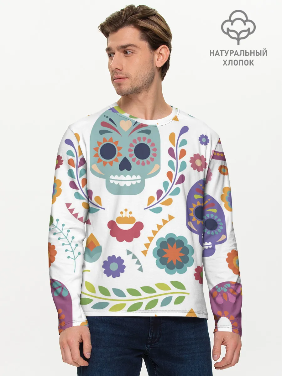 Мужской лонгслив базовый / Мексиканские мотивы