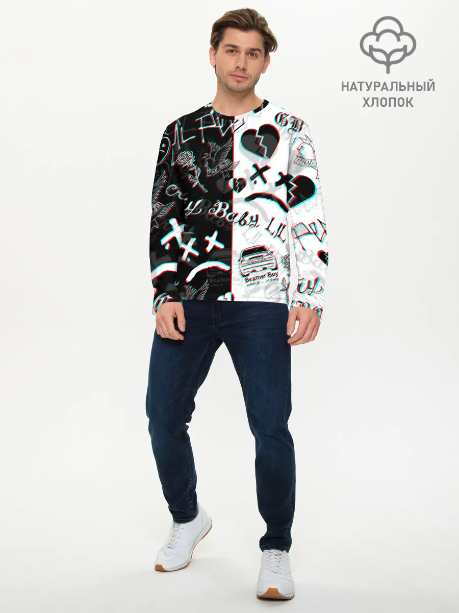 Мужской лонгслив базовый / LIL PEEP GLITCH | ЛИЛ ПИП ГЛИТЧ