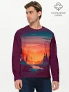 Мужской лонгслив базовый / Minimal forest sunset