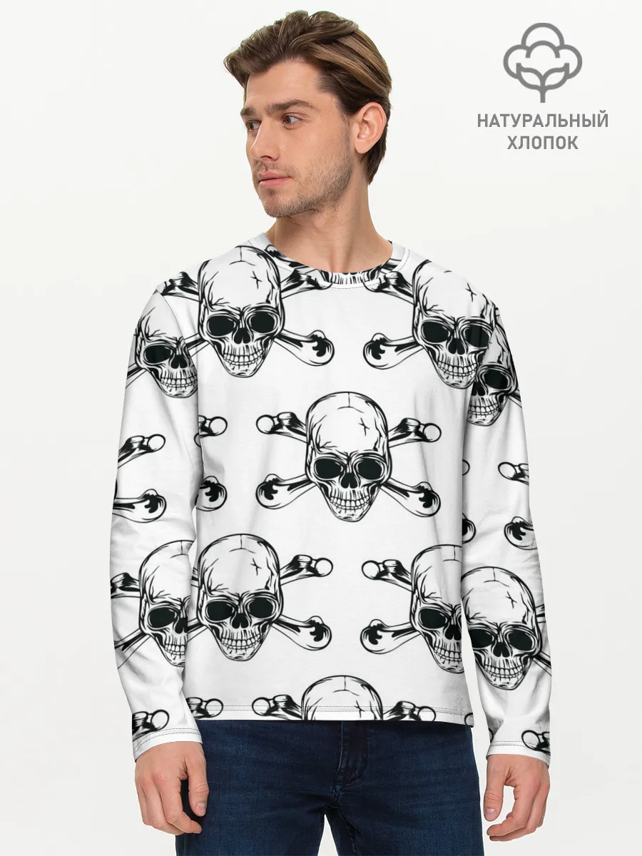 Мужской лонгслив базовый / Череп и кости