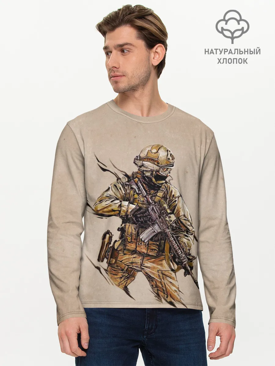 Мужской лонгслив базовый / Военный