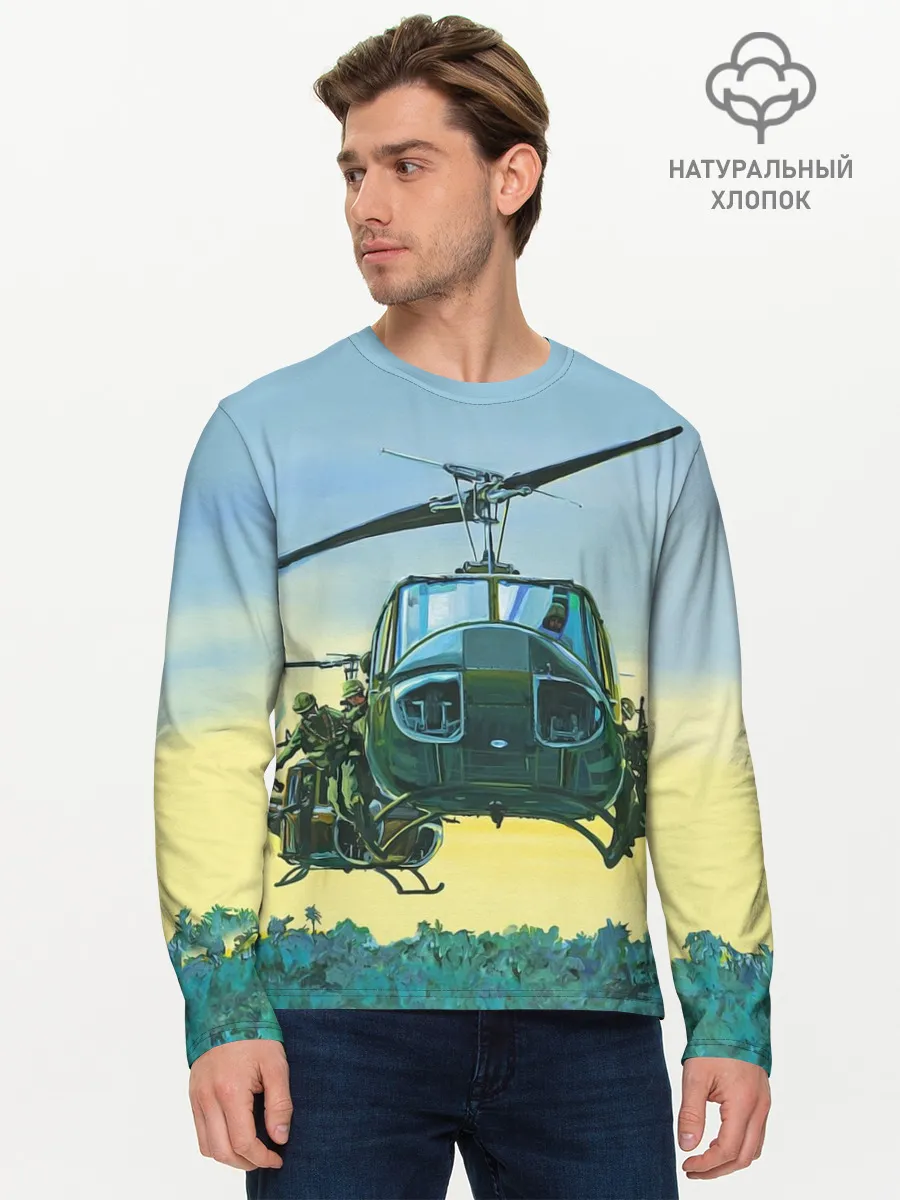 Мужской лонгслив базовый / Вертолеты