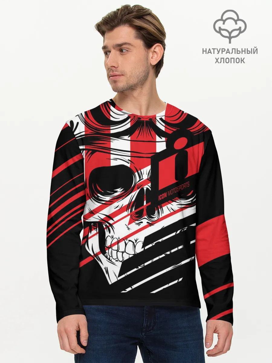 Мужской лонгслив базовый / Череп Icon красный
