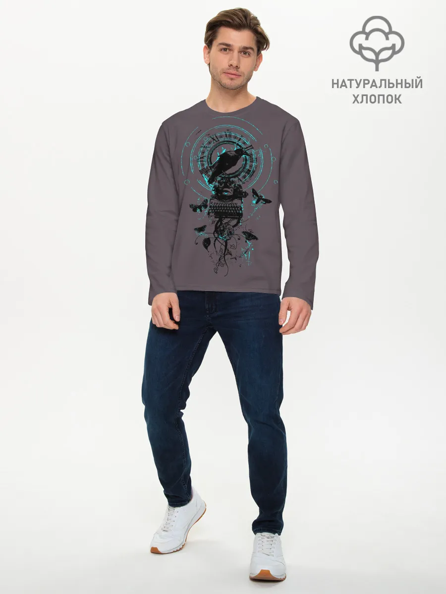 Мужской лонгслив базовый / Черный ворон