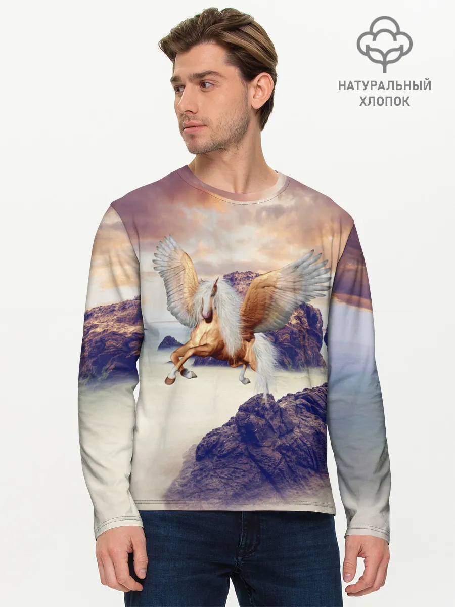 Мужской лонгслив базовый / Sea Sunset Horse