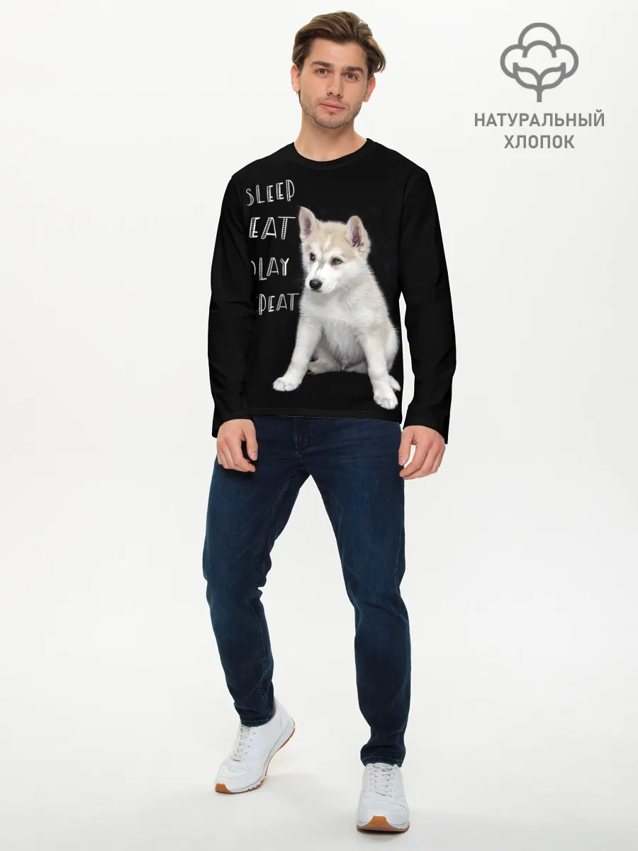 Мужской лонгслив базовый / Sleep Eat Play Repeat