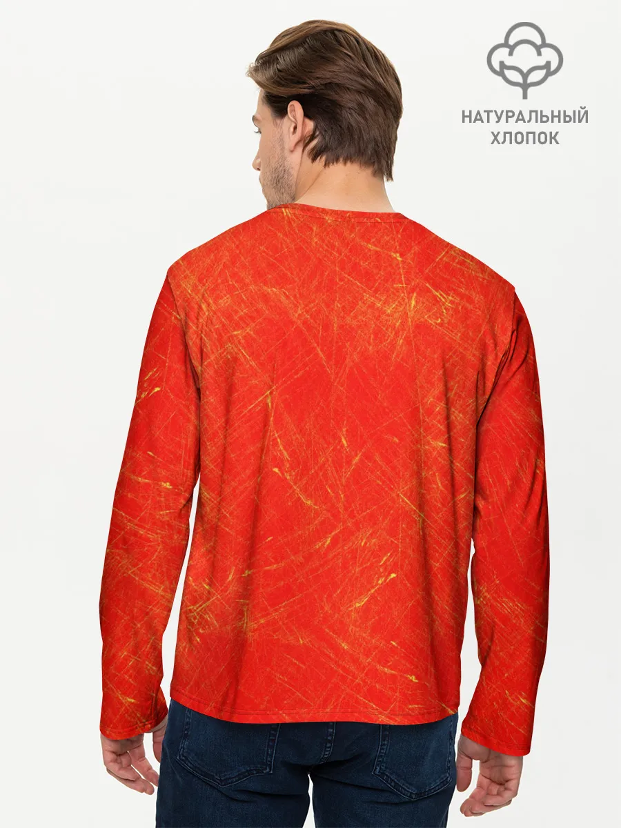 Мужской лонгслив базовый / пламенная бригада пожарных красный фон