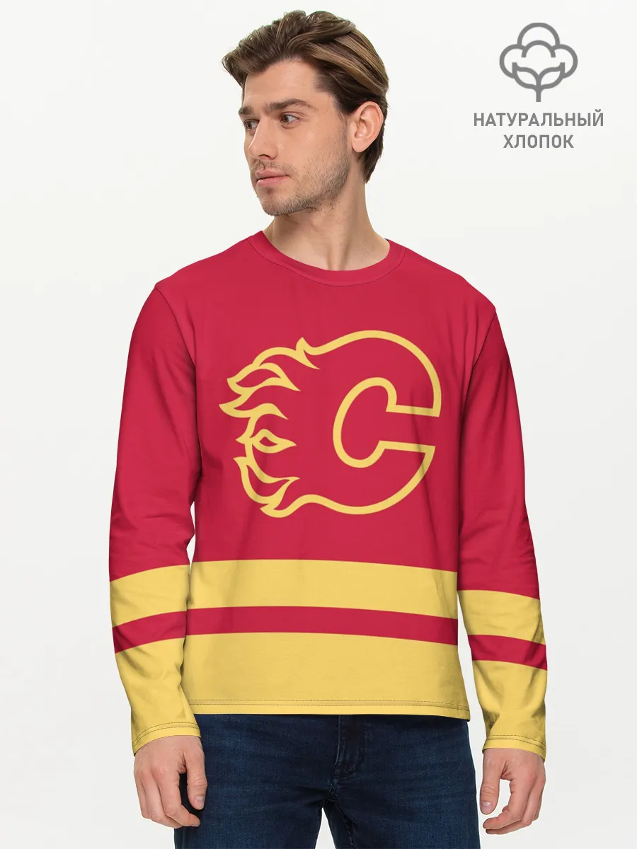 Мужской лонгслив базовый / Калгари Флэймз