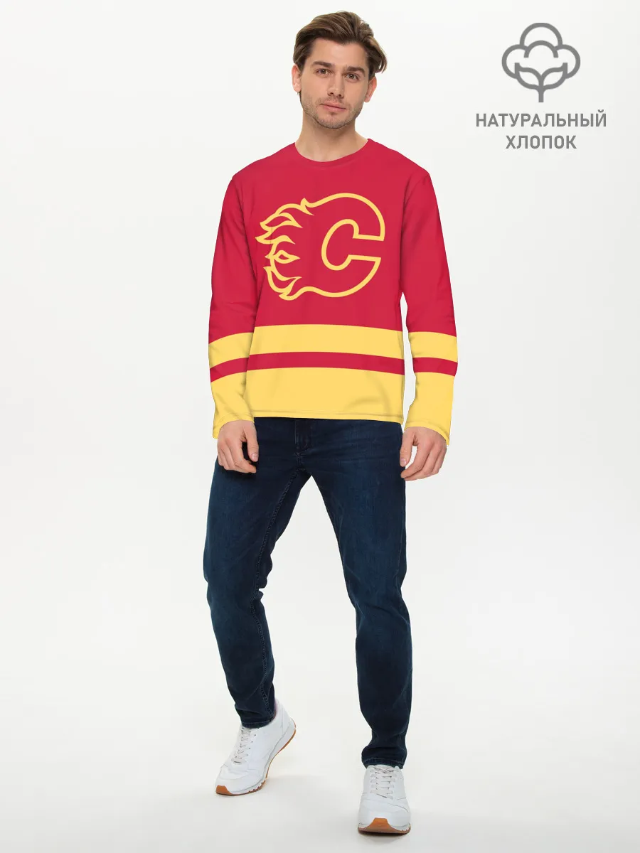 Мужской лонгслив базовый / Калгари Флэймз