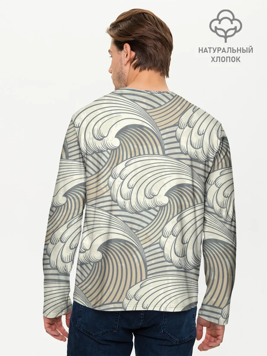 Мужской лонгслив базовый / Арт волны