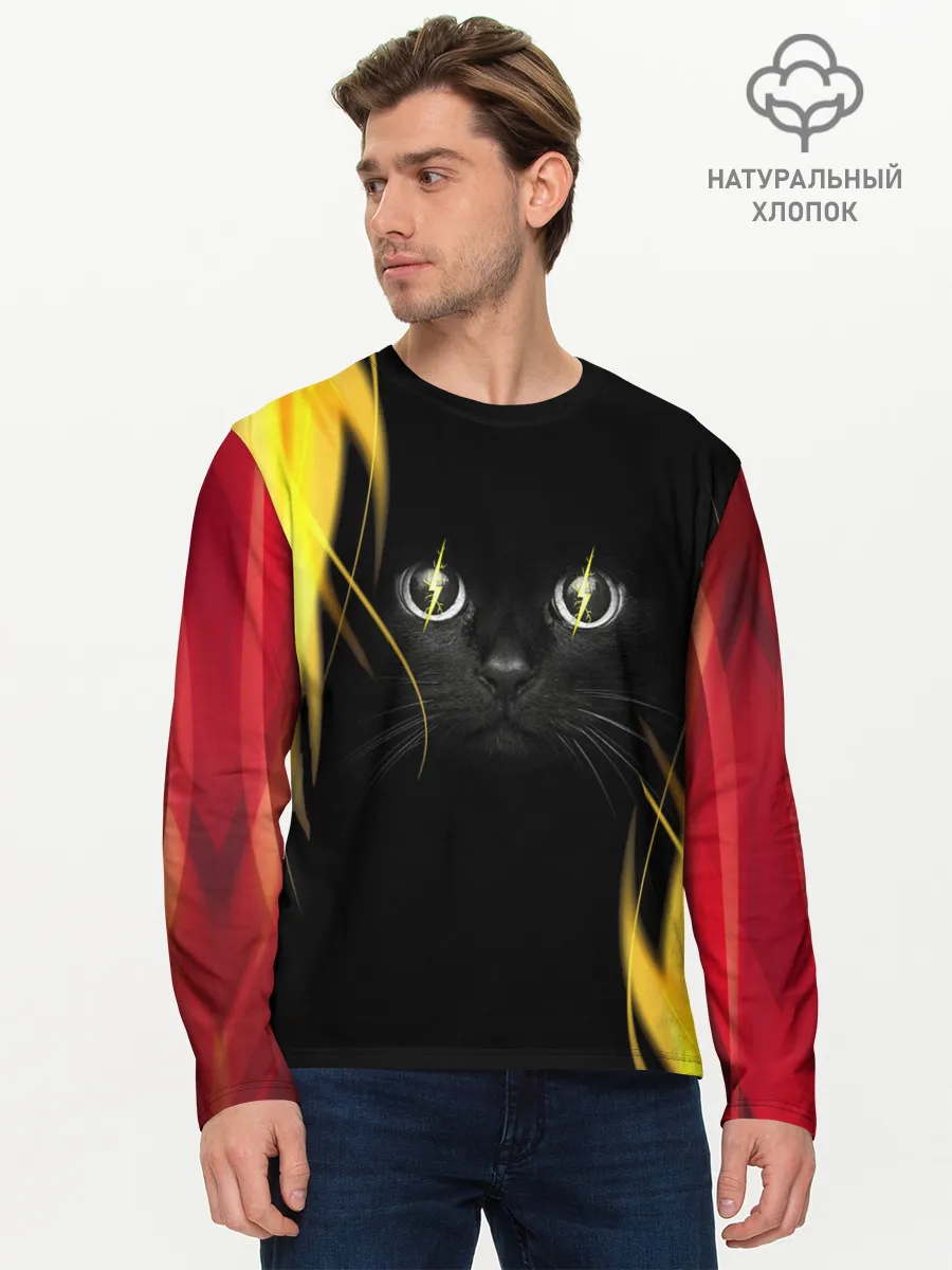 Мужской лонгслив базовый / Грозовой кошак