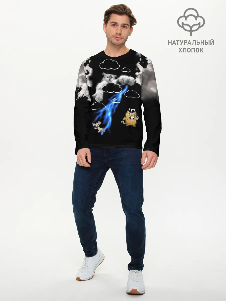 Мужской лонгслив базовый / Грозовой, кошак