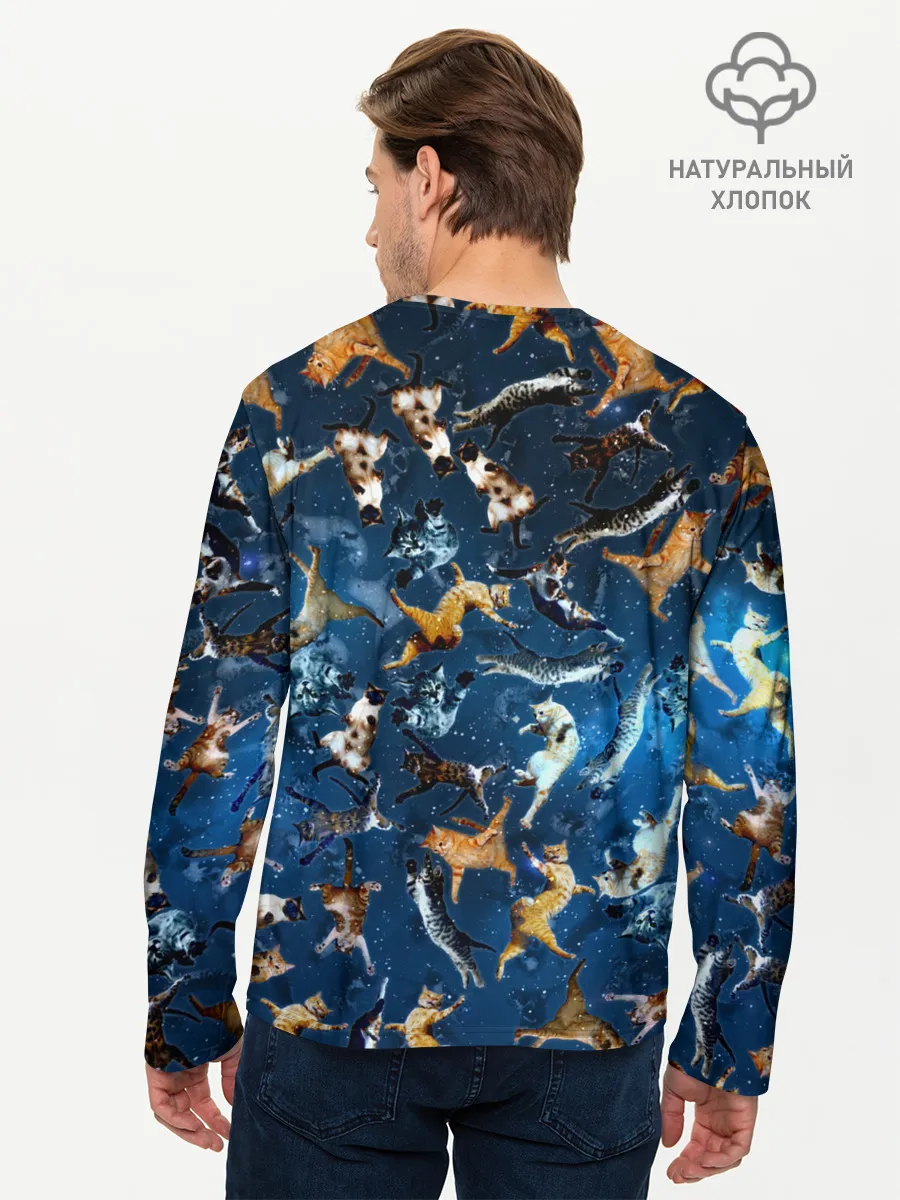 Мужской лонгслив базовый / Космические коты