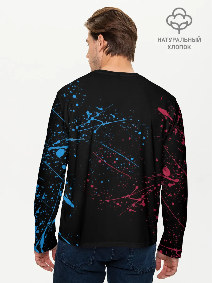 Мужской лонгслив базовый / Kimetsu no yaiba красносиние брызги