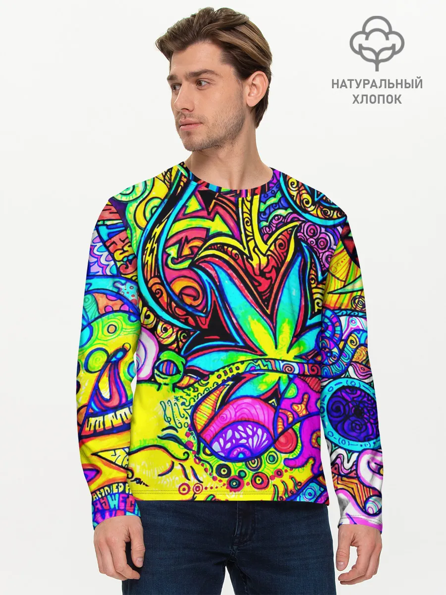 Мужской лонгслив базовый / PSY ABSTRACTION