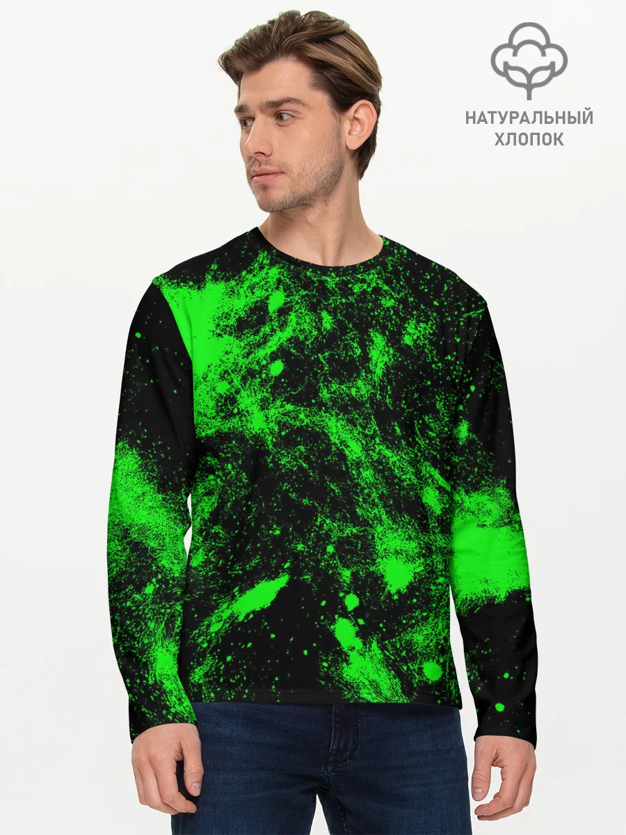 Мужской лонгслив базовый / Зелёная краска