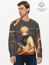 Мужской лонгслив базовый / KIMETSU NO YAIBA оранжевые молнии