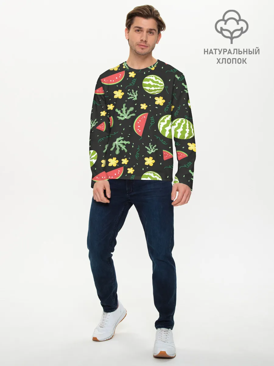 Мужской лонгслив базовый / Арбузики
