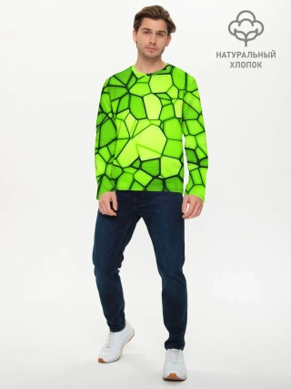 Мужской лонгслив базовый / Зеленая мозаика