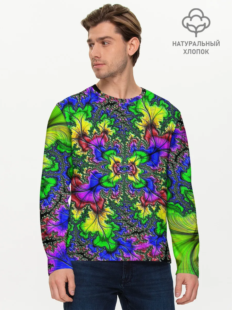 Мужской лонгслив базовый / НЕОНОВЫЙ ЦВЕТОК