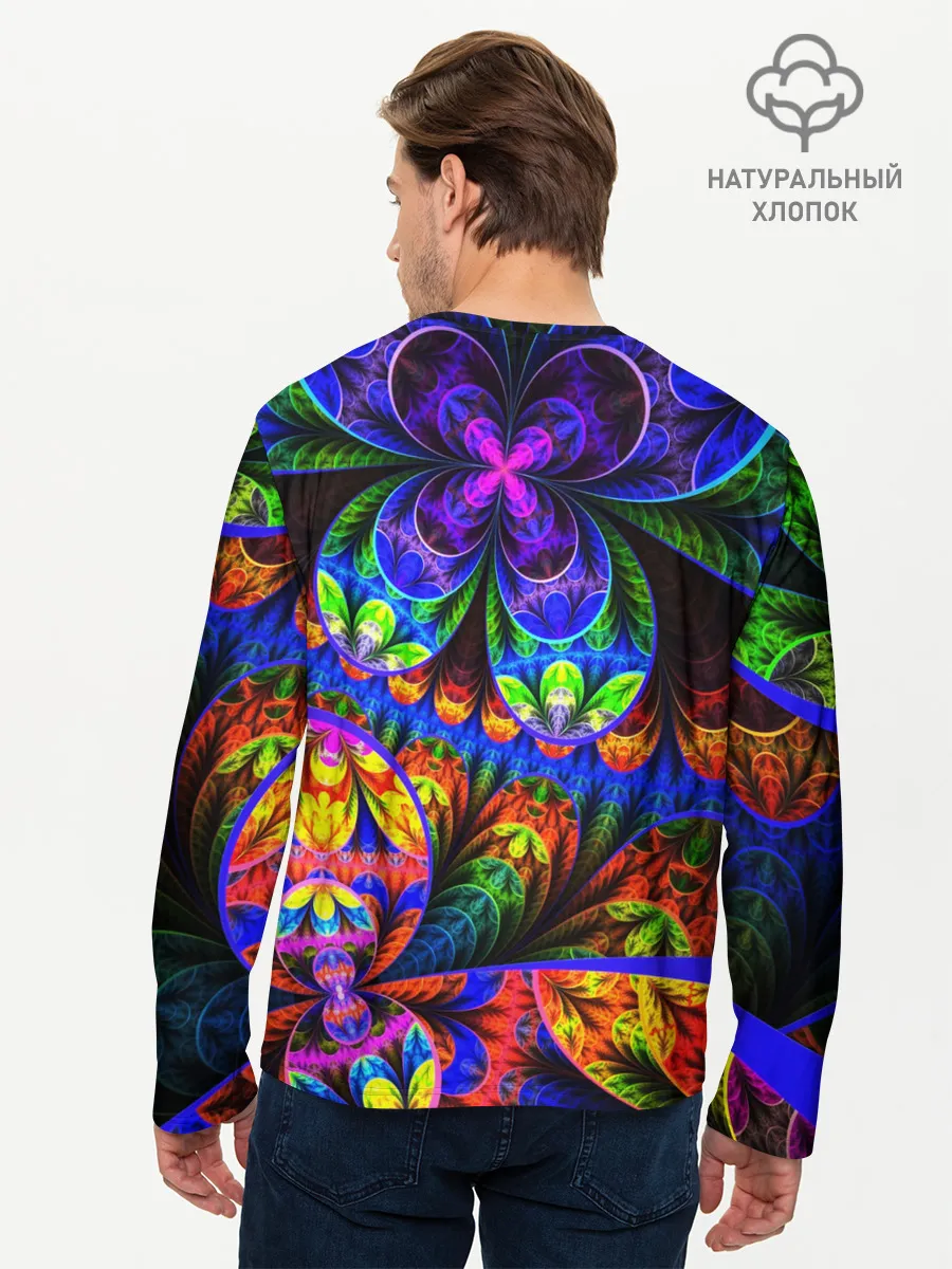 Мужской лонгслив базовый / ФРАКТАЛЬНЫЙ НЕОН