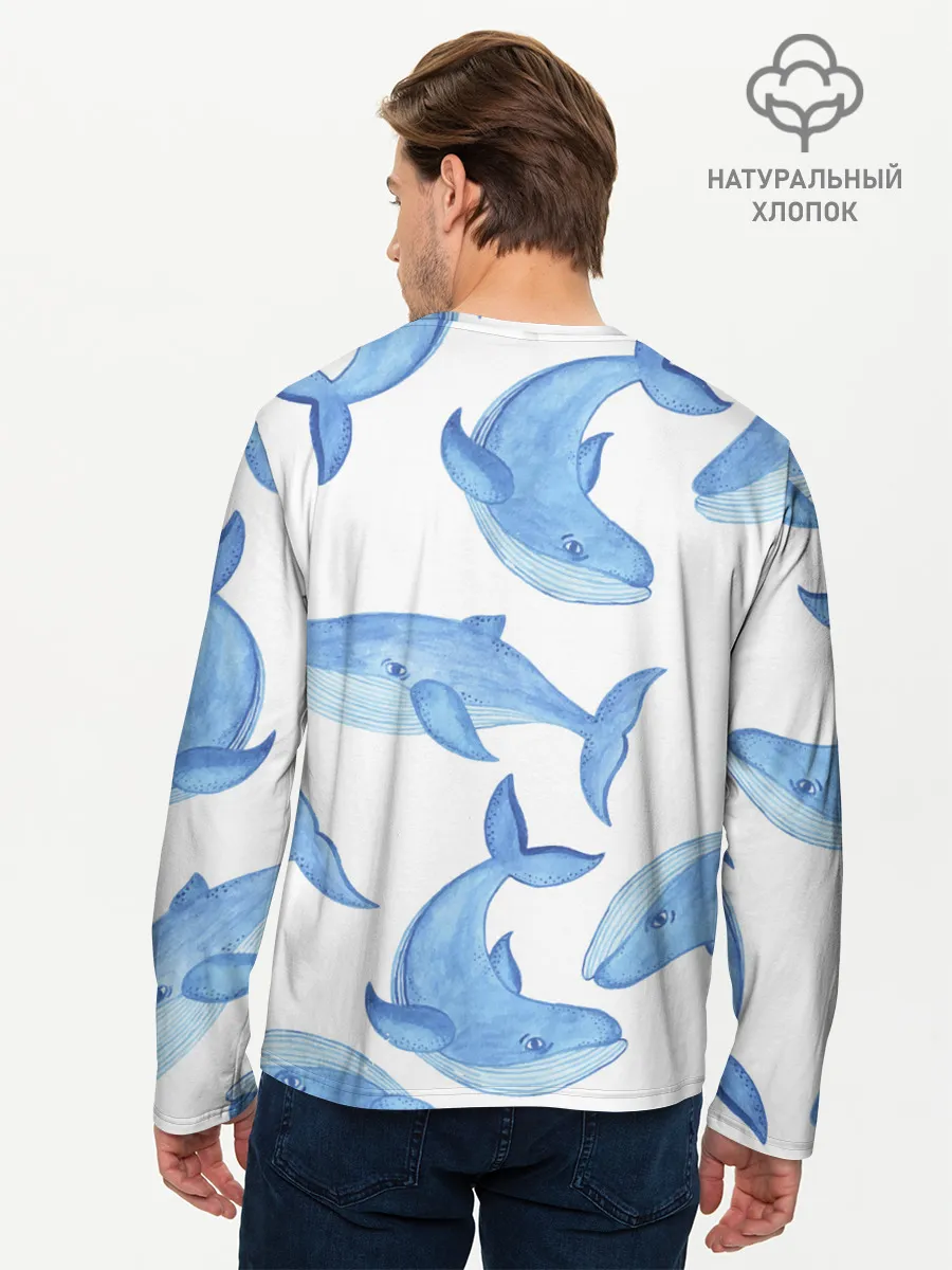 Мужской лонгслив базовый / Косяк китов