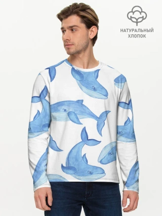 Мужской лонгслив базовый / Косяк китов