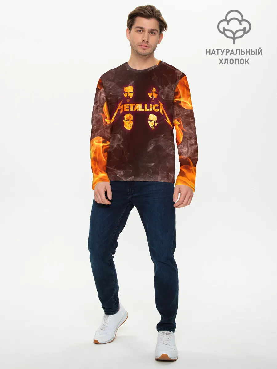 Мужской лонгслив базовый / Metallica | Fire Rock
