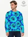Мужской лонгслив базовый / Голубые хризантемы