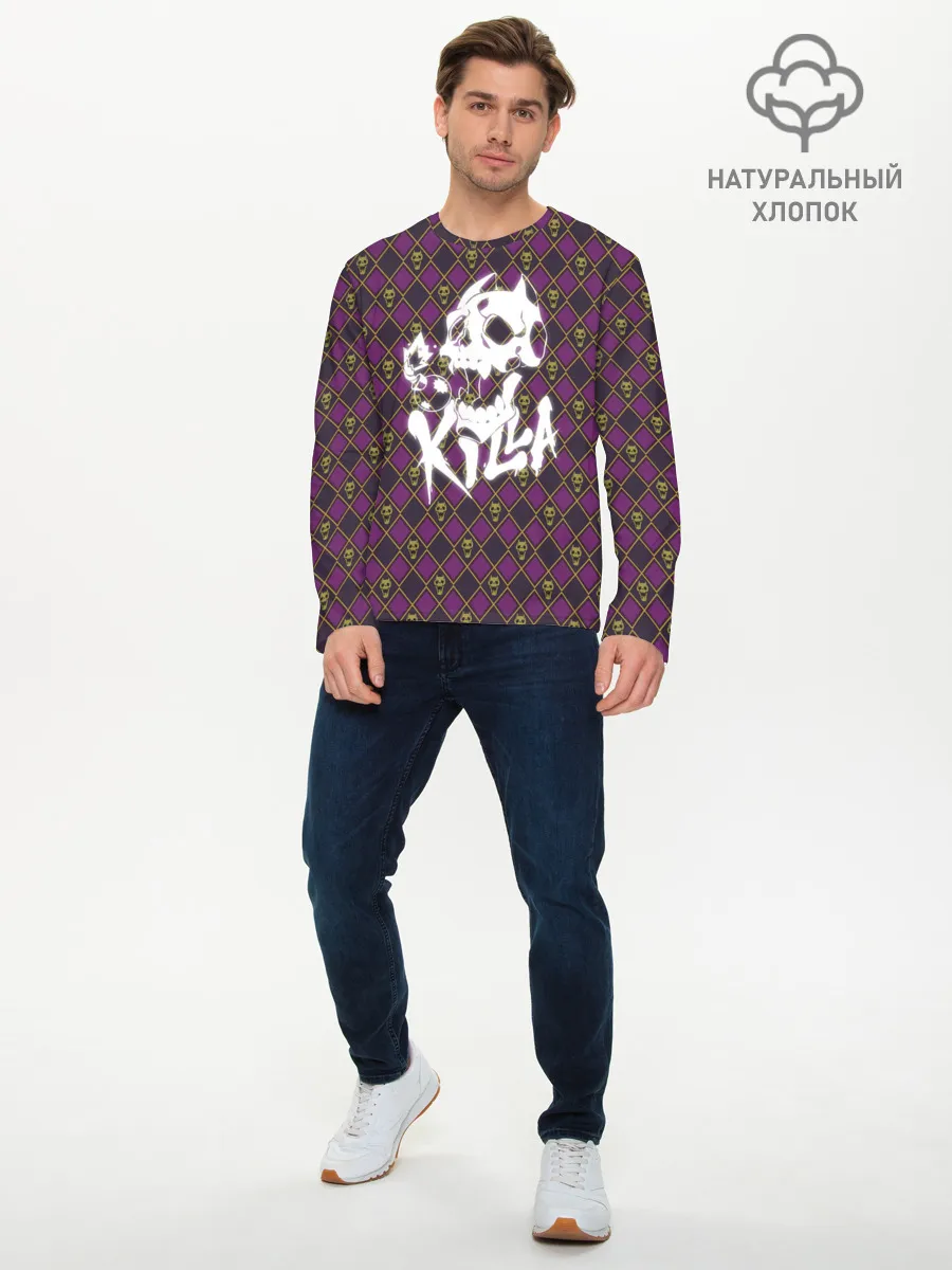 Мужской лонгслив базовый / KILLER QUEEN белая на узоре