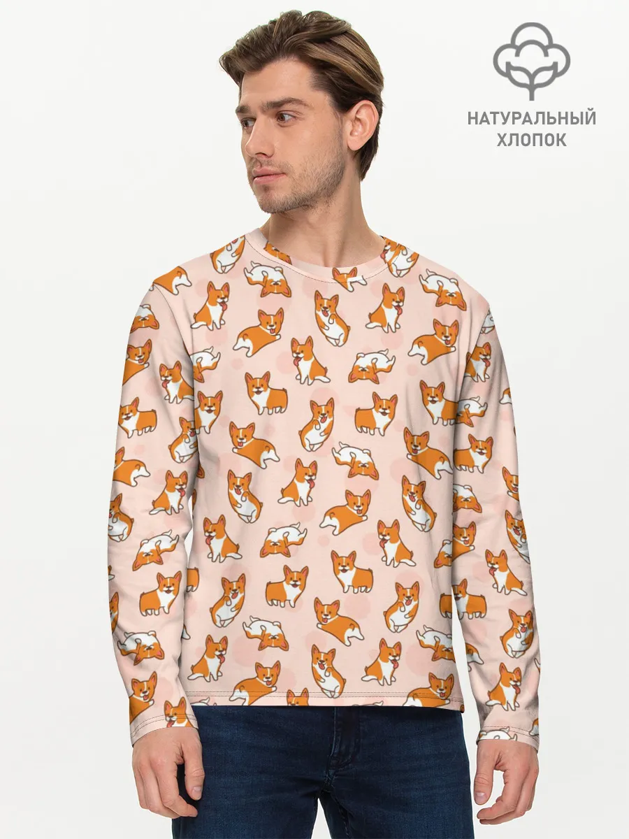 Мужской лонгслив базовый / Корги