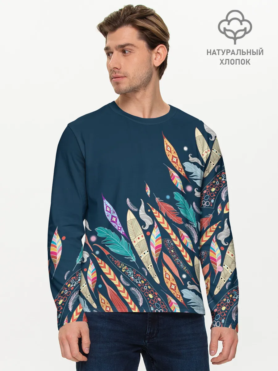 Мужской лонгслив базовый / Перья