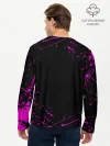 Мужской лонгслив базовый / Дзётаро указывает фиолетовые брызги