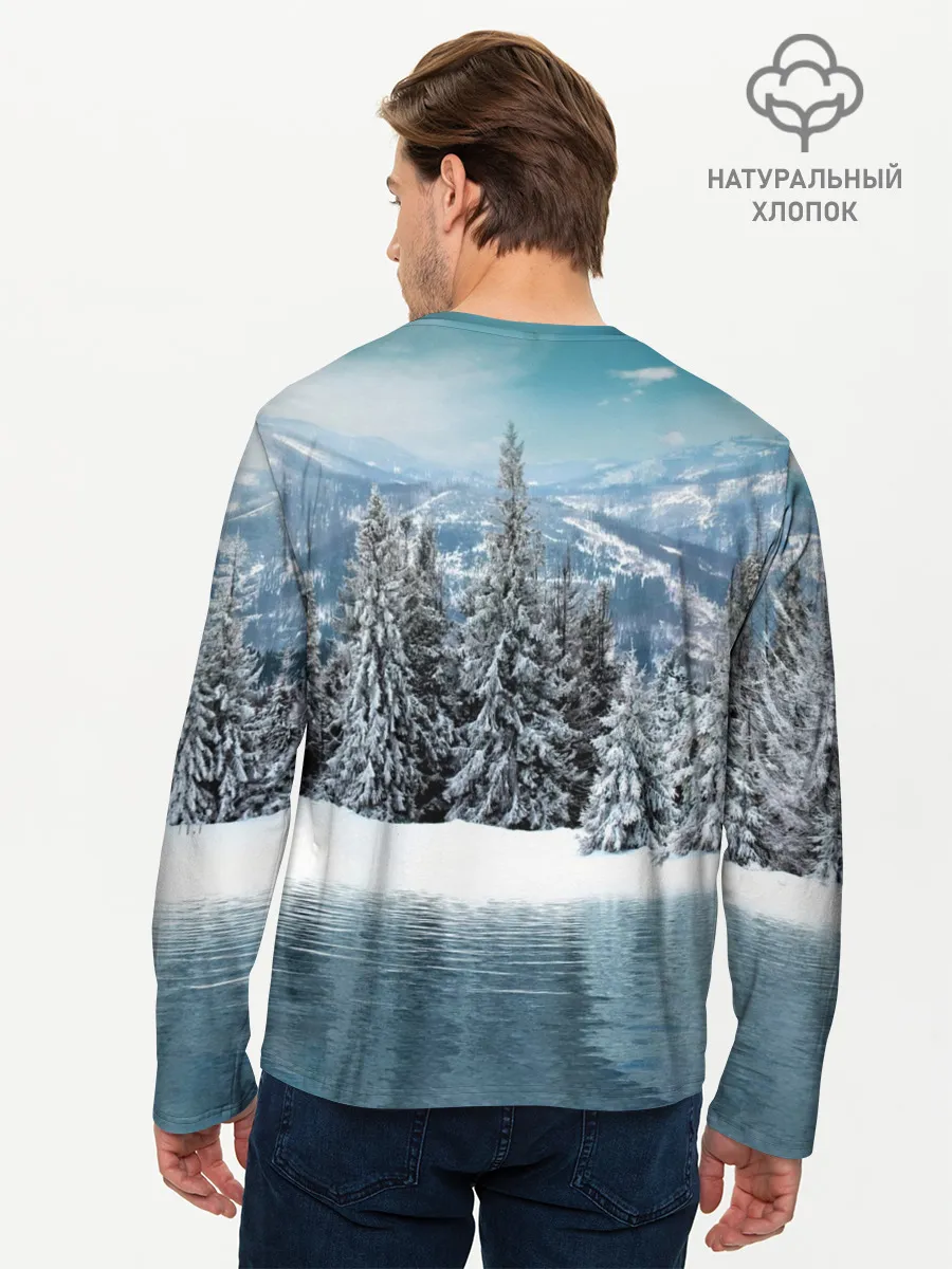 Мужской лонгслив базовый / Зимний лес