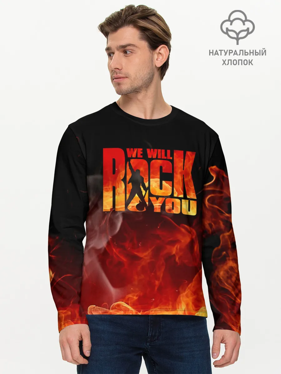 Мужской лонгслив базовый / Queen - We Will Rock You