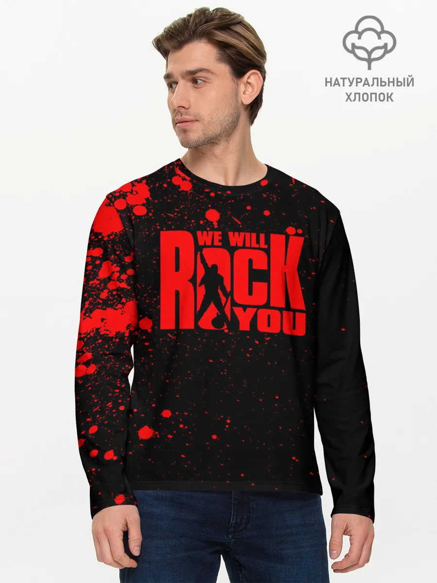 Мужской лонгслив базовый / Queen - We Will Rock You